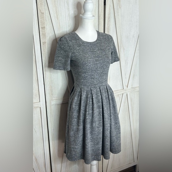 Madewell 1937 Grey Heathered Knit Fit Flare Mini Dress Short Sleeve Zip women XS - Picture 3 of 8